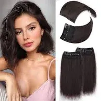 4PCS Hair Toppers for Women Clip in Hair Toppers Invisible Synthetic Clip in Hair Extension with Thinning Hair Black Brown Hairpieces Adding Hair Volume for Daily Use