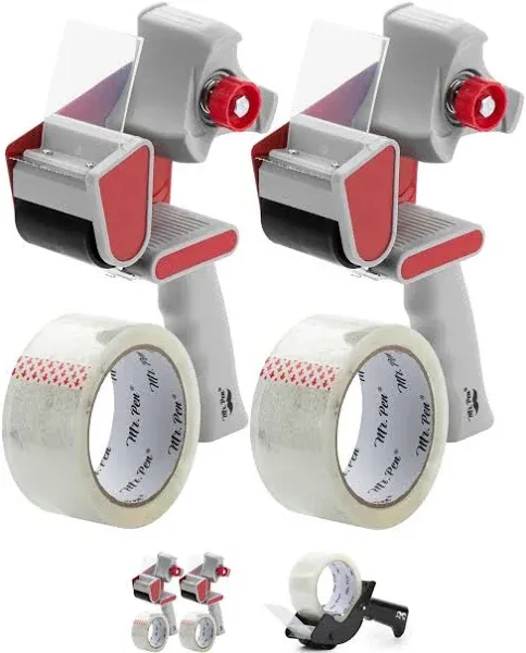 Mr. Pen - Packing Tape Dispenser Gun 2-Inch, 2 Pack with 2 Rolls Tape, Heavy Dut