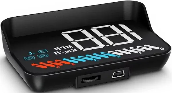 Car HUD Head Up Display M7, OBD/GPS Smart Gauge, Driving Speed, Engine RPM, Voltage, Water Temperature, Etc.., Works Great for All Cars