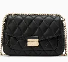 NEW Kate Spade Carey Medium Black Quilted Flap Shoulder Bag Smooth Leather NWT