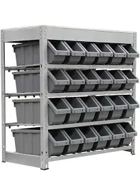 KINGS RACK Garage Storage Rack 3.5&#034;x2.8&#034;x2.5&#034; Gray 4-Tier Botless Bin Heavy Duty