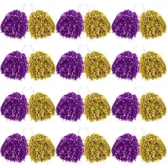 60 Pcs Cheerleading Pom Poms Bulk Cheer Pom Poms Sets Metallic Foil Fun Spirited Cheer Pom Poms with Plastic Handles, Cheerleader Pompoms for Kids Adults Sports Match Cheering Squad