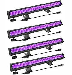 ZSMAIKU 4 Pack 30W LED Black Lights Glow Party 5ft Plug+Switch Black Light Bar