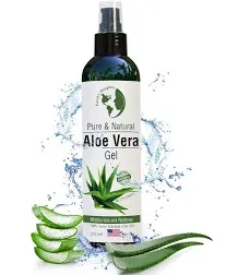 Earth's Daughter Organic Aloe Vera from 100% Pure and Natural Cold Pressed Aloe with 8 oz Disc Top Dispenser - Great for Face - Hair - Sunburn - Dry Skin