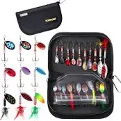 TOPFORT 20 Fishing Lures &amp; Case Fishing SpoonTrout Lures Bass Spinning LuresHard