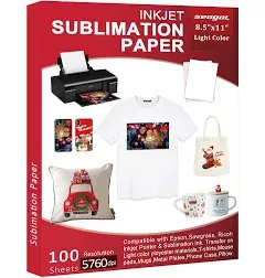 seogol Sublimation Paper 100 Sheets 8.5 x 11 Inches 125gsm for Any Inkjet Printer with Sublimation Ink Epson