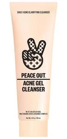 Peace Out 2% Salicylic Acid Acne Lightweight Gel Face Cleanser, Free Ship (4 oz)