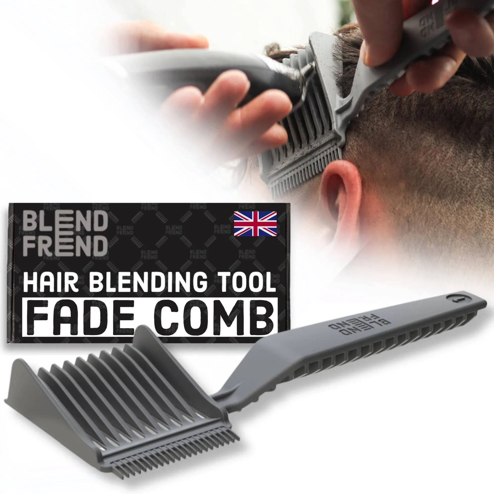 Blend Frend Original Grade 1(3mm) Uk-made Fade Comb Hair Blending Tool, Blend Hair at Home Like A Barbershop, Blending Comb, Compatible with All Hair