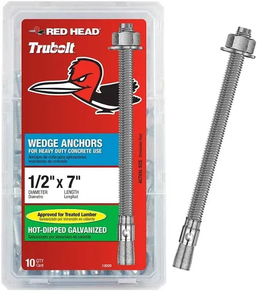 Red Head 1/2 in. x 7 in. Hot Dipped Galvanized Wedge Anchor (10ct