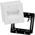 TOPGREENER Recessed Low Voltage Cable Wall Plate for Home Theaters, Pass-Through Wall Plate with Mounting Brackets, Size 2-Gang 4.50" x 4.50," Polycarbonate Thermoplastic, TG8882B-2PCS, White, 2 pack