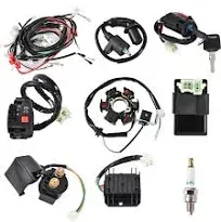 Complete Wiring Harness kit Electrics Wire Loom Assembly with Full Copper Wire Stator CDI regulator ignition switch, ATV switch For 4-Stroke GY6 125cc 150cc Pit Bike Scooter ATV Quad Go Kart