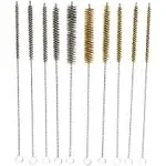 10 Piece Tube Bottle Brush Kit Brass Stainless Steel Bristle 12&#034; Long, Size 1...