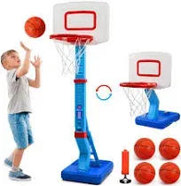 Toddler Basketball Hoop Indoor for Age 1-3, Adjustable Kids Basketball Hoop, Mini Basketball Hoop with 4 Balls for Outdoor Poolside, Birthday Christmas Sport Toys Gift for Baby Boys Girls Age 1 2 3 4