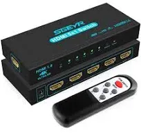 HDMI Switch SGEYR 5x1 HDMI Switcher 5 in 1 Out HDMI Switch Selector 5 Port Bo...