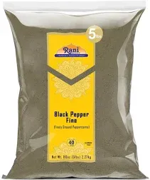 Rani Black Pepper Fine Powder 80 Mesh, 80oz (5lbs) 2.27kg Bulk PET Jar ~ All Natural | Vegan | Gluten Friendly | NON-GMO | Kosher