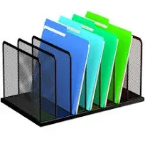 Desk File Organizer 7 Upright Mesh Desktop Organizer 1 Pack 7-Section Black