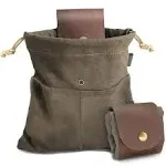 Foraging Pouch Leather Canvas Collapsible Bag Water Resistant Outdoor Camping St