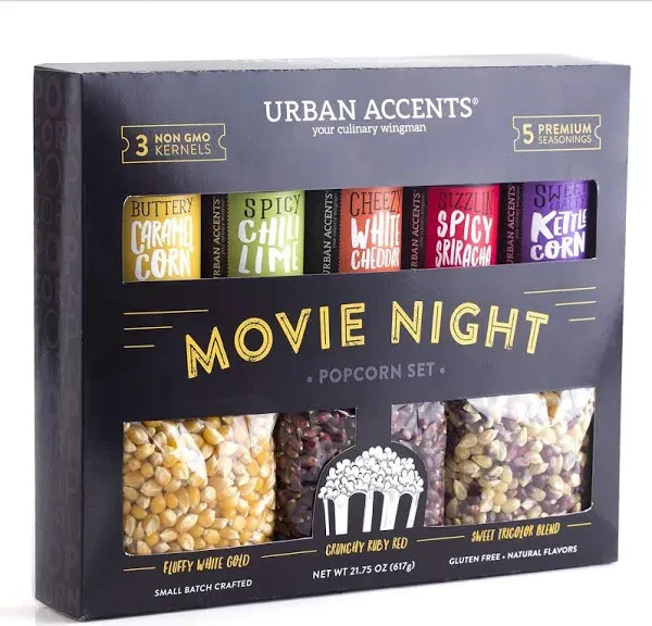 MOVIE NIGHT Popcorn Kernels and Popcorn Seasoning Variety Pack (Set of 8) - 3 No