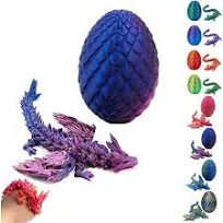 3D Printed Dragon-Flying Articulated Dragon|3D Printed Dragon Eggs with Dragon Inside|Eco-Friendly Crystal Dragon-Mystery Dragon Egg,Adults Fidget Toys for Autism ADHD (Flying Dragon/Laser Purple)