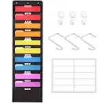 Annecy 10 Pockets Hanging Wall File Organizer, Black Storage Pocket Chart for Fi