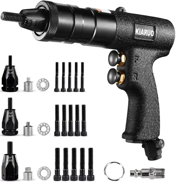 KIARUO Pneumatic Rivet Nut Gun with Self-Locking Head Gun 1/4 & 5/16 & 3/8 Mandrels,Industrial Grade Adjustable Speed Pull Rivnut Gun Model:LM07