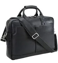 Polare Leather Briefcase for Men Business Travel Messenger Bags 15.6 Inch Laptop Bag YKK Metal Zipper