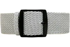 Braided Nylon Perlon Watch Strap - White (Polished Buckle)