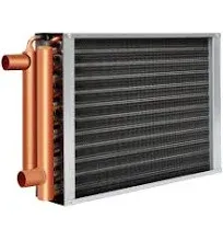 Water to Air Heat Exchanger 16x18 with 1" Copper Ports for Outdoor Wood Furnaces, Residential Heating and Cooling, and Forced Air Heating (HTL16x18)