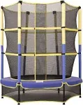 Machrus Bounce Galaxy 60 Inch Indoor Trampoline with Safety Net Enclosure, Spring-Free Enclosed Mini Trampoline for Toddlers, & Kids with Bonus Stuffed Toy and Keychain