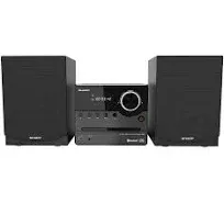 Sharp XL-B512 Micro Component Wireless Bluetooth Audio Streaming & CD Player Wood Speaker System + Remote, USB Port, MP3 Playback, FM Stereo Digital Tuner, Aux Input, Brown Oak