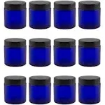 Cobalt Blue Glass Straight Sided Cosmetic Jars (12-Pack)