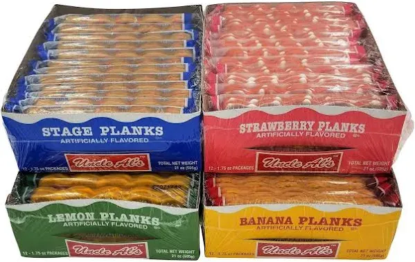 Uncle ALS Stage Planks Bulk Variety Pack (Original, Banana, Lemon, and Strawberry)