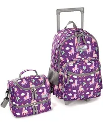  Rolling Backpack 18 inch Double Handle Wheeled Boys Girls Travel Alpaca Purple