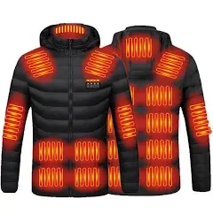 Heated Jacket for Men and Women, Heated Coat Hooded Heating Warm Jackets Windproof USB Charging Electric Body Warmer