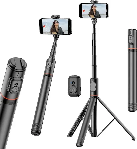 Joyful 72" Extendable Phone Tripod with Wireless Remote Control and Cold Shoe Mount