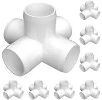 Formufit 3/4" 5-Way Cross Furniture Grade Pvc Fitting In White, Made In Usa,, 8