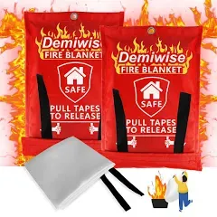 4-Pack Emergency Blankets - Thickened Fire Blanket Fire Suppression Blanket - Fire Blankets Emergency for People - Fire Safety Blanket with Emergency Whistles - Fireblanket for Kitchen, Home