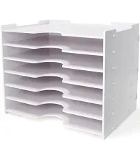 SONGWAY File Organizer for Desk - 7 Tier Wide Document Holder, Letter Mail Tray Storage Rack, File Sorter Organizer, A4 Paper Storage Holder, Desktop