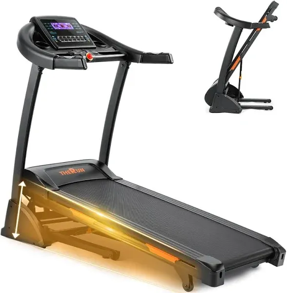 THERUN Incline Treadmill, Treadmill for Running and Walking, 300 lbs Weight Capacity Folding Treadmill with 0-15% Auto Incline