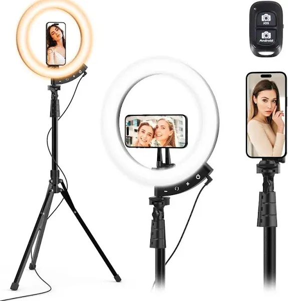 UBeesize Upgraded 12&#039;&#039; Ring Light with 62&#039;&#039; Tripod Stand and Magnetic Phone H...