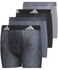 adidas Boys' Athletic Fit Microfiber Boxer Brief Underwear Designed for Active Sport and All Day Comfort (4 Pack)