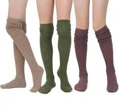 STYLEGAGA Winter Slouch Top Over The Knee High Knit Boot Socks