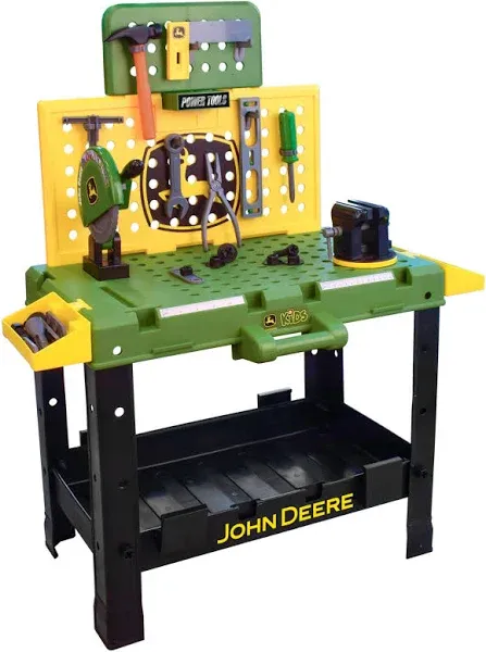 John Deere Kids Workbench, Power Tools Workshop, Build Your Own Toy Tool Box with 55 Realistic Toy Tools and Accessories, 5+