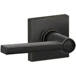 Schlage Solstice Privacy Door Lever Set with Decorative Collins Trim - Aged Bronze