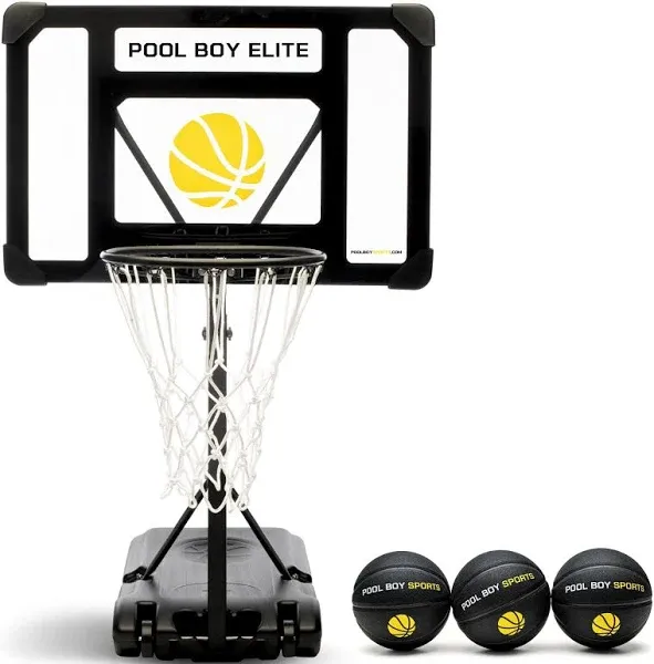 Pool Basketball Hoop - Set Includes 3X Composite Leather Basketballs, Air Pump, & Tools - Adjustable Poolside Basketball Hoop - Made for Kids, Teens, & Adults