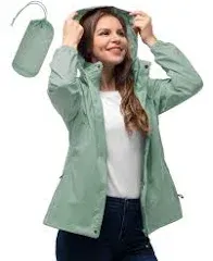 33,000ft Women's Rain Jacket Waterproof Lightweight Packable Raincoat with Hood for Golf Hiking Travel Windbreaker