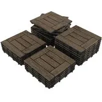 Yaheetech 27PCS Wooden Flooring Patio Deck Tiles Interlocking Tiles Pa