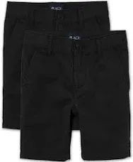 Boys Uniform Stretch Chino Shorts 2-Pack - Black