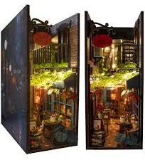 MiniAlley Book Nook DIY Kit Dreamy Miniature House Dollhouse Kit for Adult and Teens