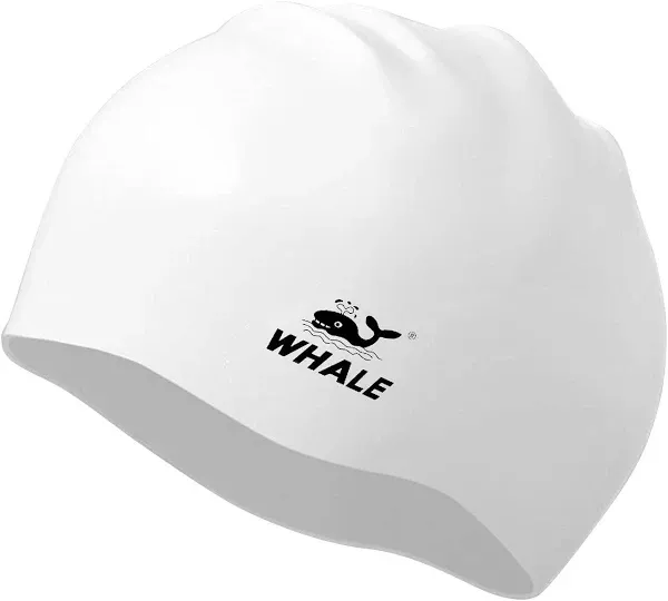 WHALE Extra Large Swim Cap for Women Men, Durable Silicone Swimming Hat with 